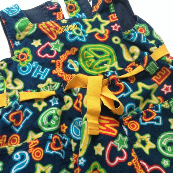 GIRL'S MOSCHINO BAMBINO ITALY DRESS, ABC Dress, Colorful, Toddler Luxury - Picture 3 of 4
